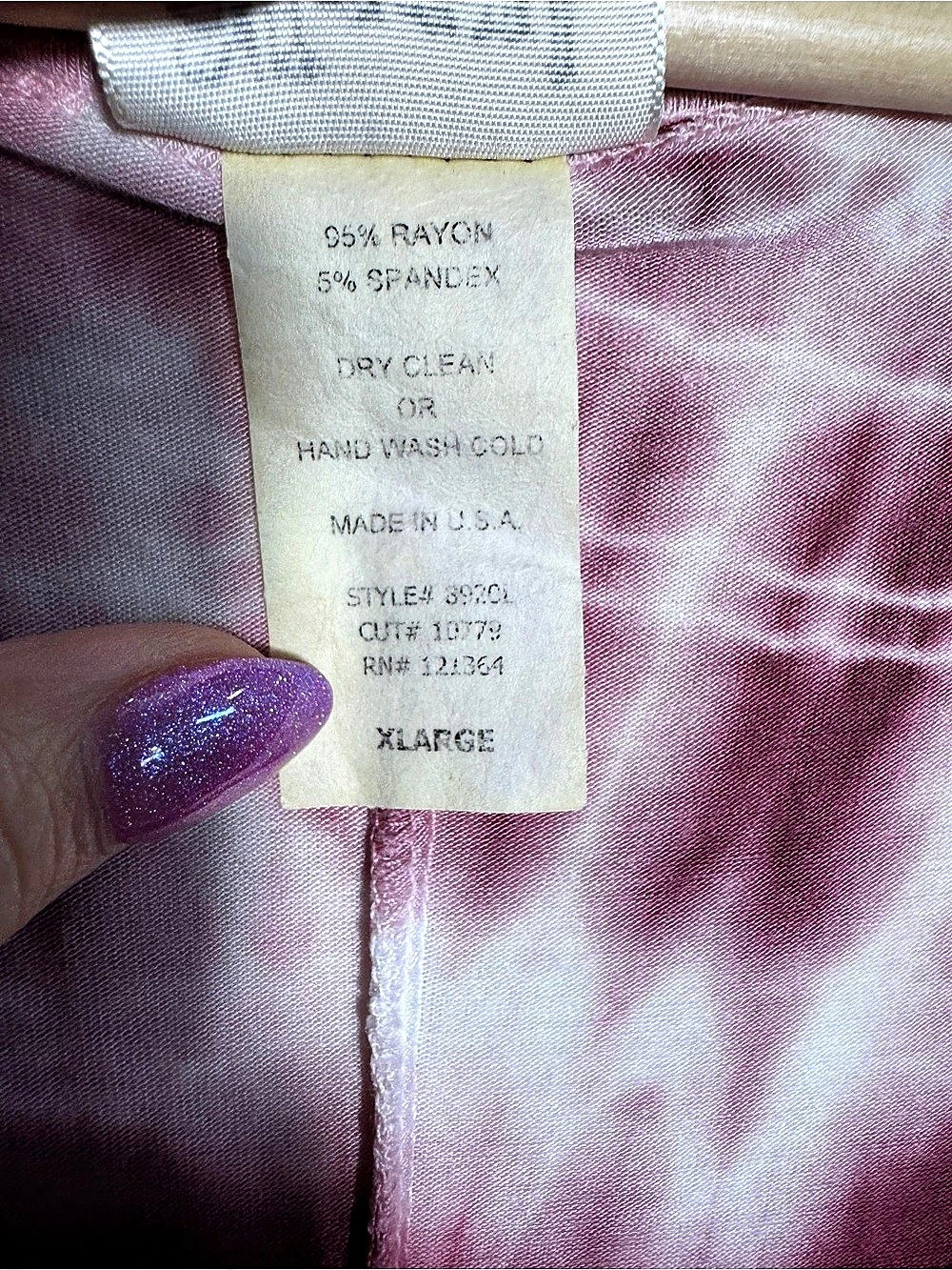Vocal Women’s Tie Dye Tunic Top Burgundy Rhinestone Studded Y2K Boho Made USA - Picture 3 of 9